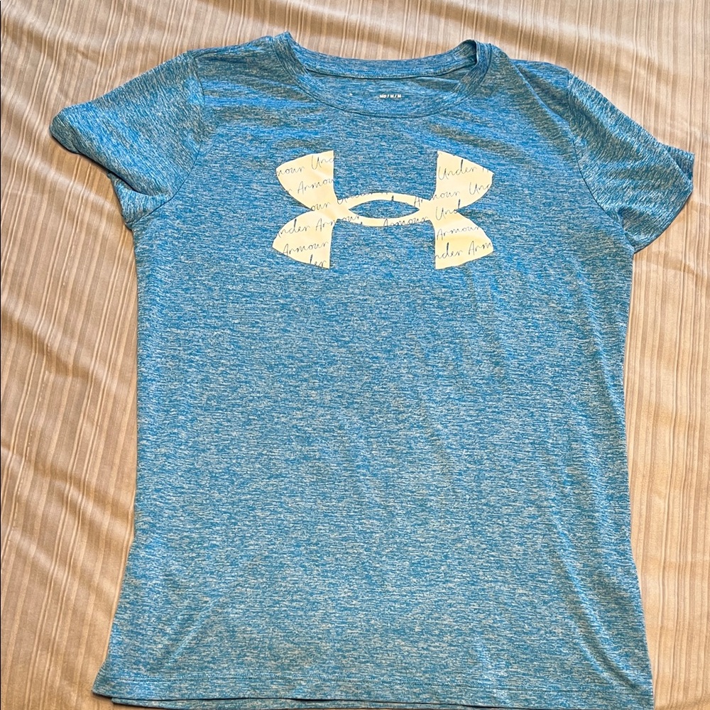 Under Armour Heathered Blue Tee with Logo